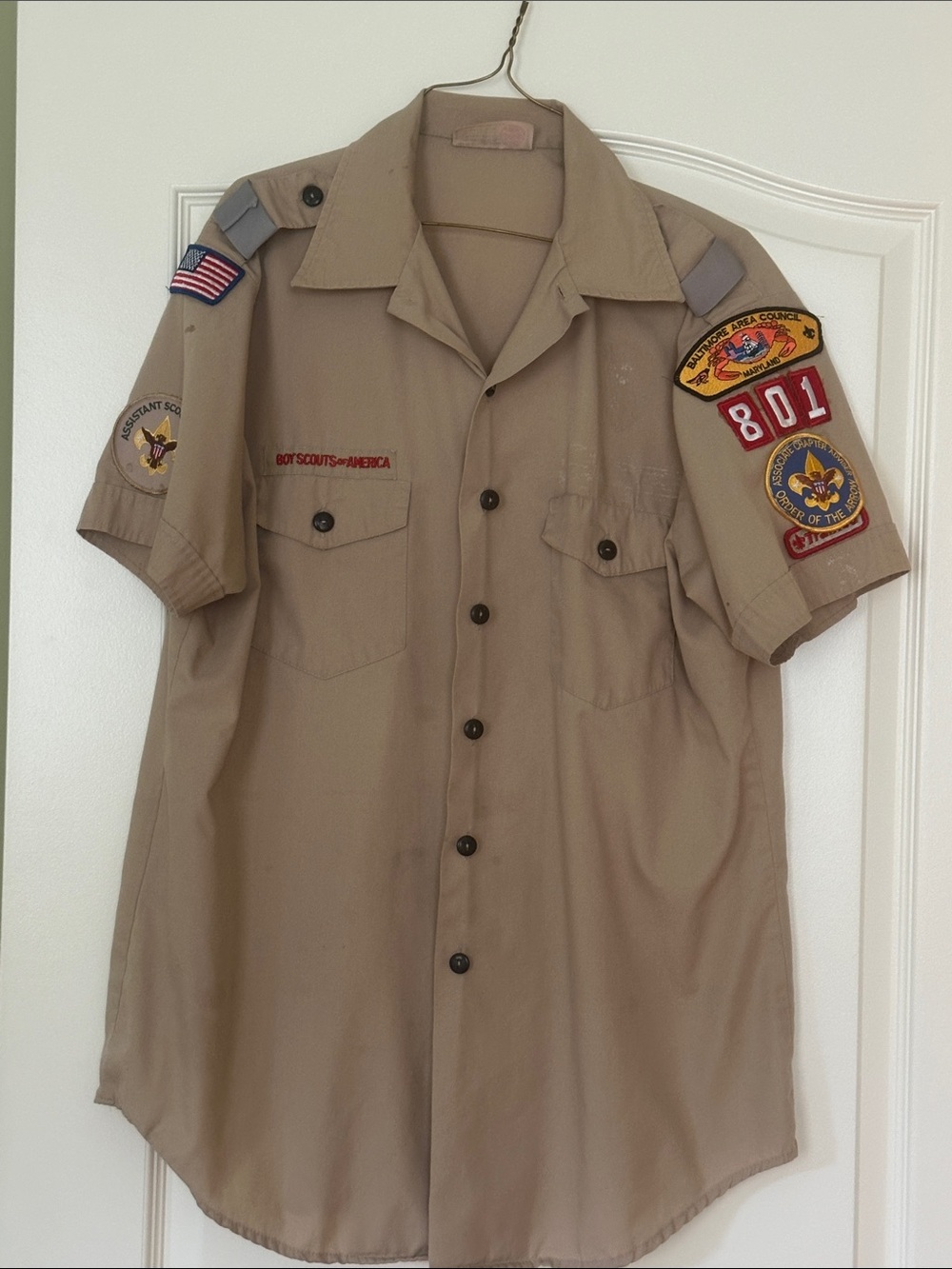 Boy Scouts of America Tan Short Sleeve Uniform Shirt with Patches